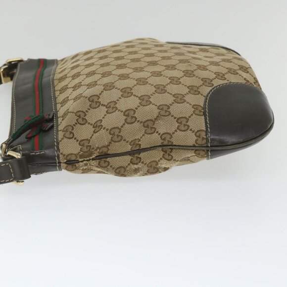 GUCCI GG Canvas Web Sherry Line Shoulder Bag Beige Red Green - Picture 5 of 16